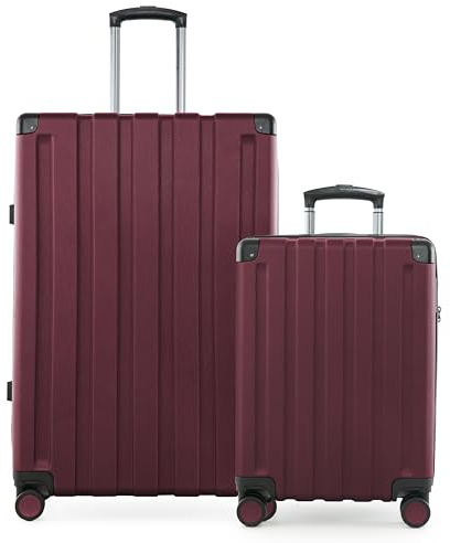 Hauptstadtkoffer Q-Damm TSA - Maleta rígida con 4 ruedas, granate, Koffer-Set (S+L), Juego de maletas