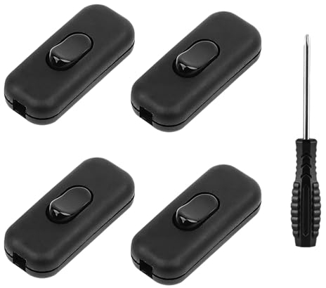 GZGXKJ 4pcs Petit Interrupteur de Lampe Noir Pour Éclairage à la Maison et Dans la Chambre à Coucher (6 A, 250 V)