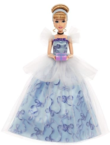 Mattel Disney Princess Askungen-modedocka på födelsedagsfirande, inspirerad av Disneyfilmen, present för speciella tillfällen för barn och samlare, JCR78