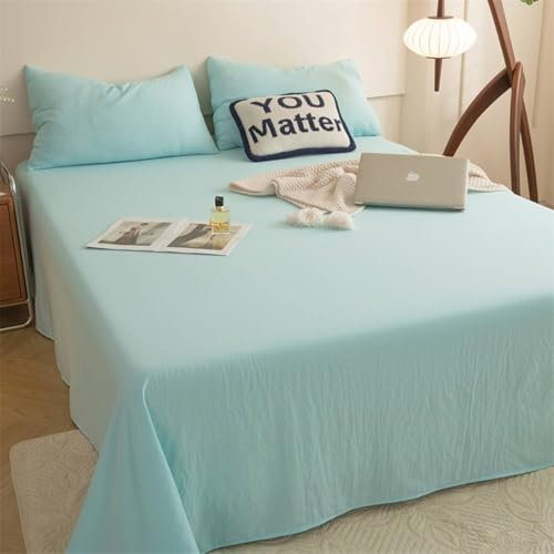 Musihy Bettlaken ohne Gummizug 1.5m-200 x 230cm Einfarbig Betttuch Matratzenschoner, Atmungsaktiv und komfortabel, Himmelblau