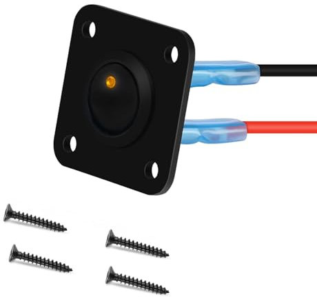 RUNCCI-YUN 12V-24V interrupteur a bascule, LED Interrupteur à Bascule Rond,1Gangs, 12V 20A / 24V 10A SPST rond Panneau de commutation 12V pour Voiture, Camion, Voitures de Course, Marine(jaune）