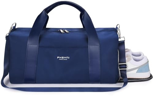 19 Pouces Sac De Sport Homme,Sac De Voyage Homme,avec Compartiment À Chaussures Et Poche Imperméable,pour Les Voyages, La Danse, Sportives Sac D'entraînement (La Marine,49x20x25 CM,25L)