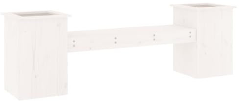 ULUYYUC Banc de balcon - Petite tente de jardin - Banc de jardin avec pots de fleurs - Blanc - 184,5 x 39,5 x 56,5 cm - En pin - Pour jardin, cour, parcs, balcon