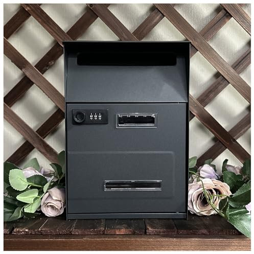 NQNFWCRJ Galvanized Mailbox with Combination Lock Double Send Opening Design Mailboxes Pickup Opening with Flap Outdoor Wall Mounted Parcel Boxes