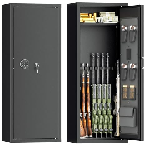 Greenvelly 10-14 Gun Safe for Rifles and Pistols,Rifle Safes with Digital Keypad and Adjustable Handgun Pockets,Gun Cabinet for Home,Office,Bedroom(Assembly Required)