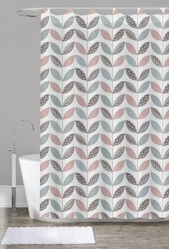 Cortina de Ducha Impermeable 100% Poliéster – Secado Rápido, Fácil Instalación con Presillas y Botones, 140x180 o 180x200 cm – 7 Diseños Estampados y 4 Colores Lisos. (Zoe, 180x200 cm)