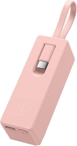 Power Bank, Mini 6 000 mAh 45 W, bärbar utomhus laddare med snabbladdningskabel för smartphone, surfplatta och mer, rosa