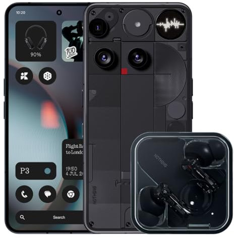 Nothing Phone (3) 512GB Black – Unlocked 5G Smartphone with Triple 50MP Camera Ear Black Included