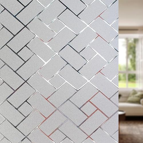 Vinilos para Cristales Ventanas 40 x 350 cm Efecto Esmerilado, Anti-UV, Privacidad Total, Fácil de Instalar Fensterfolie Blickdicht Fensterfolie para Baño Cocina Oficina, Rejilla Oblicua