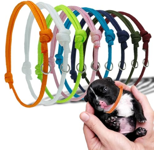 ZEXOWIJ 8 stycken valphalsband för uppfödare, valpar ID-halsband, justerbart mjukt valphalsband för nyfödda valpar, identifiering, handgjorda, S, diameter 4–6,5 cm, enfärgad, dubbelzijdig fleece