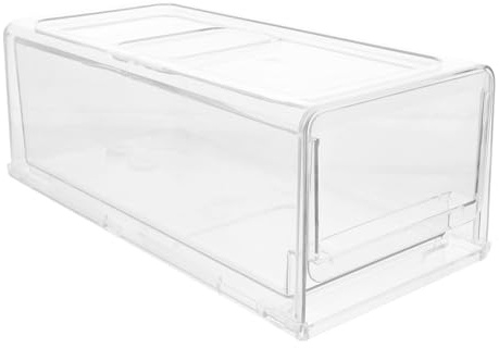 OSALADI Caja de Refrigerador Tipo Cajón Mediana, Plástico Cristalino Transparente, Organizador Extraíble para Congelador y Frigorífico, Contenedor para Almacenar Frutas y Alimentos,