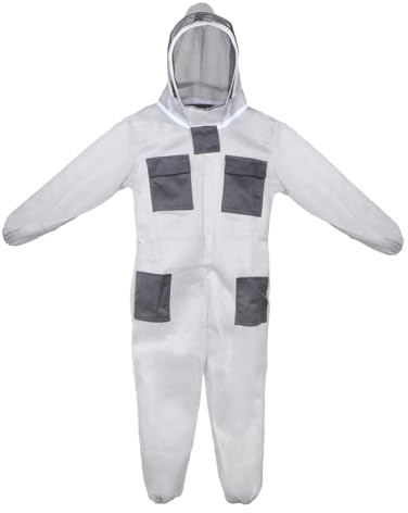 Sharplace Traje de Apicultura Ventilado, Traje de Apicultor Gris con Capucha de Esgrima Ventilada, Ropa de Apicultor, Traje de Apicultura de Cuerpo Completo, XXL 176 a 185cm