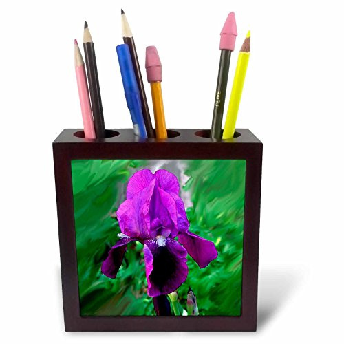3drose Purple Iris Pen Holder Image Tile, 5-Inch