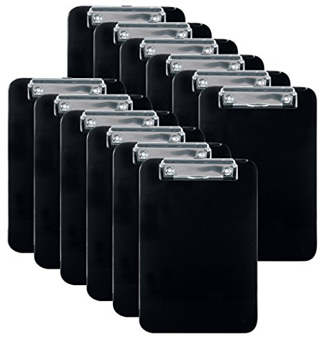 Officemate Memo Size Clipboard, Black, Pack of 12 (83012)