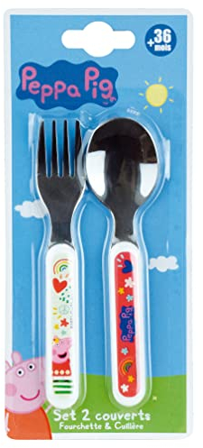 FUN HOUSE 006108 PEPPA PIG Besteckset mit Gabel und Löffel für Kinder, Höhe 13,5 x Länge 3 cm