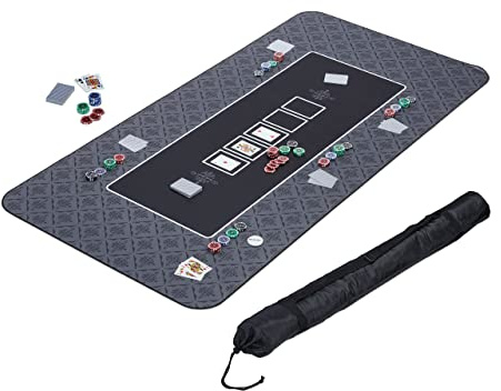 Relaxdays Pokermatte 180 x 90 cm, Texas Holdem, Pokertischauflage groß, rutschhemmend, Polyester, Pokerzubehör, schwarz