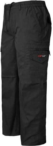 WJL WHISPERING JONES LONDON Big Size Mens Cargo Combat Trousers Elasticated Pants Pocket Plus Size Work Cotton Bottoms 4XL 5XL 6XL