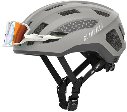 GLAMVILLA Rennradhelm für Damen und Herren City Trekking Fahrradhelm Professioneller Wettkampf Ultra Leichter belüfteter Fahrradhelm mit Magnetschnalle zum Platzieren von Brillen (Grau, M(54-57cm)