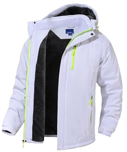 Rapoo Herren Winter Ski Schneejacke Mountain Wasserdicht Winddicht Regenjacke, Weiss/opulenter Garten, X-Large