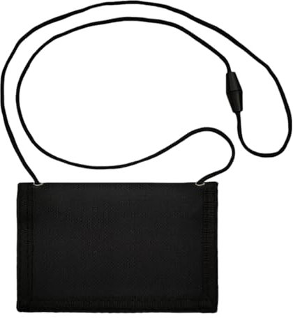 SYSYSYYASNL Geldbeutel Kinder, Brustbeutel Kinder with Chain Clip Zip Foldable Triple, Portemonnaie Kinder with Lanyard, Diese Geldbeutel Sind für Jungen und Mädchen Geeignet (Schwarz)