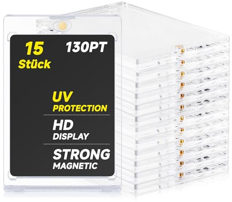 Meetory 15PCS Magnetic Card Holder 130PT Sammelkarten Hüllen UV-Schutz - Harte Transparente Kartenhüllen Halter aus Kunststoff für Yugioh, Magic,Pokemon, MTG, Sportkarten Sammlung