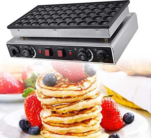 Mini máquina para hacer panqueques, parrilla comercial para galletas de 50 agujeros, funciona con gas para pasteles calientes y sándwiches