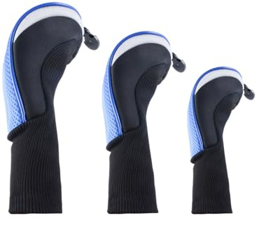 Golf Club Head Covers for Woods Long Cover Driver Hybrid Fairway, Headcovers with Interchangeable No. Tag Novelty Durable Fit Woods Clubs (Blue)