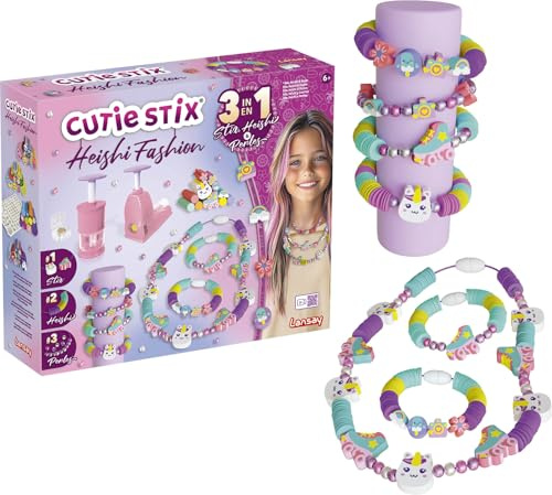 Lansay | CUTIE STIX – HEISHI FASHIONISTA | Kit Créatif Bijoux 3 en 1 avec Atelier de Découpe, Perçage, Stix et Perles Heishi | Crée Tes Bracelets et Colliers | Activité DIY pour Enfant dès 6 Ans