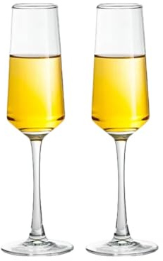 Vyloky Juego de copas de vino premium, color burdeos, champán, 3 unidades, arena de cuarzo de alta pureza, borde redondo láser, oxidación de 8,2 cm, tallo de 22 cm, para el hogar (copa de champán, dos