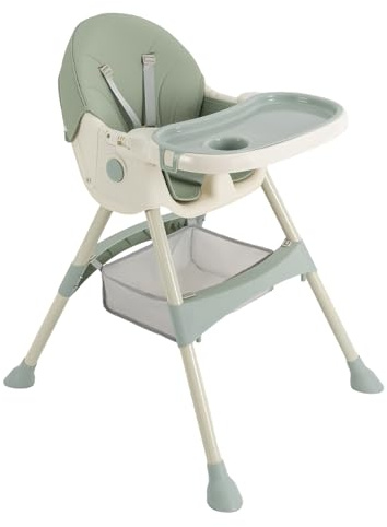 Hochstuhl für Babys, faltbar, verstellbar, ergonomisch, ultrakompakt und leicht, abnehmbarer Tablett, Kinderstuhl, geeignet für Kinder im Alter von 6 Monaten, 3 Jahren und einem Gewicht von weniger