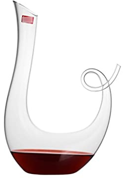 Tjock vinkaraff, Blyfri kristallkaraff for rött vin och whisky med svanhalsdesign 35,5x9 cm
