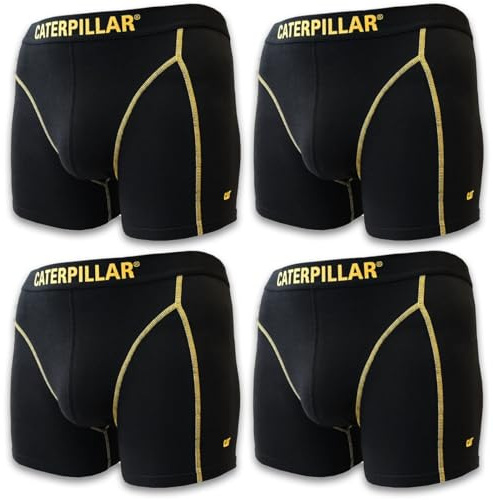Caterpillar CAT Boxershorts för män, långa boxershorts, retroshorts, långa, något längre kalsonger på benet i svart och storlekar S, M, L – i 4-pack