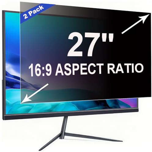ruord 2 Stück Sichtschutzfolie für 27 Zoll 16:9 (59.7x33.6cm) Monitor - Blaulichtfilter & Blendschutz, Abnehmbar Blickschutzfolie | PC Blickschutzfilter für Flache und gekrümmte Bildschirme