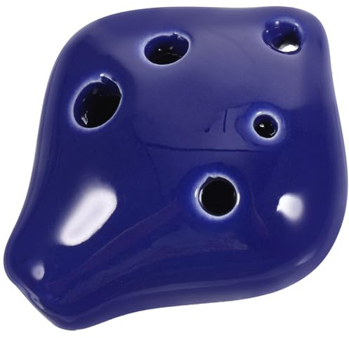 Homoyoyo Ocarina Portatile in Ceramica a 6 Fori, Piccolo Strumento Musicale e Principianti, Colore Blu Brillante, Cordino e Spartito, Facile da Suonare e Resistente