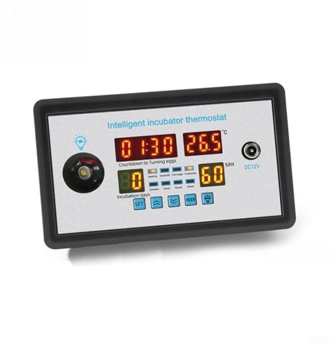 Thermostat automatique d'incubateur d'œufs de volaille avec contrôle intelligent de la température et de l'humidité, intervalles de rotation des œufs pour œufs de poulet, canard, oie (12 V)