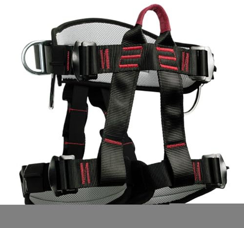 Arnés Escalada - Cuerpo Ajustable, Cinturones Seguridad Cintura, Equipo Árbol | Roca Rappel, Hombres Mujeres Protección Entrenamiento Exterior Espeleología Rescate Incendio Actividades Equipo Set