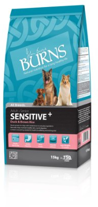 Burns Pet Sensitive Complete Dry Adult and Senior Dog Food Duck and Brown Rice, 15 kg