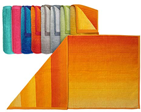 Bio-Handtuchserie Colori hochwertig verarbeitet und mit praktischem Kordelaufhänger 545.664, Duschtuch 70 x 140 cm, gelb