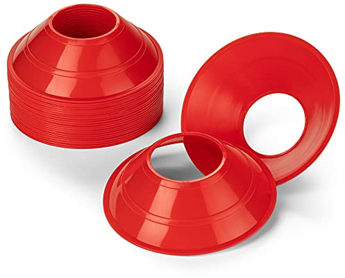 Champion Sports Mini Field Cone for Athletics and Social Distancing, Neon Red, 5 Diameter