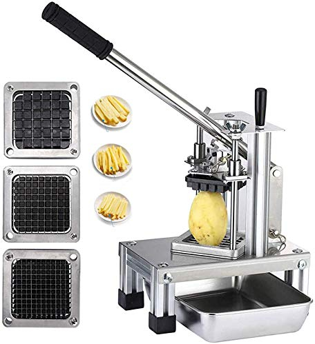 InLoveArts Cortador de patatas fritas profesional, cortador de patatas y verduras con cuchillas de acero inoxidable de tamaño 1/4 1/2 3/8 y placa de alimentos