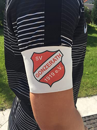 wDesigns Kapitänsbinde Armbinde Schleifen Premium Klett 9cm inkl. Druck Vereinslogo (weiß, 38)