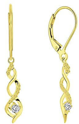 JO WISDOM Orecchini Infinito Twist Argento 925 Donna con AAA Zirconia cubica con Placcato in Oro Giallo