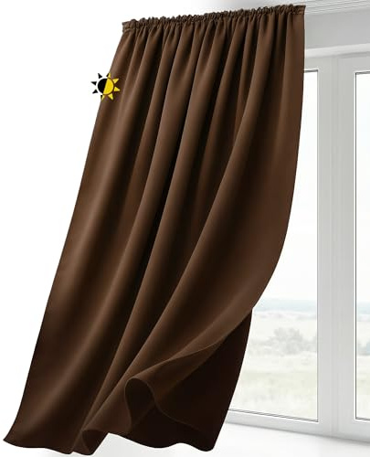 BEAUTEX Verdunkelungsgardine mit Kräuselband U-Band, Blackout Vorhang Blickdicht abdunkelnd, Größe und Farbe wählbar (Breite: 140 cm, Höhe: 145 cm, Dunkelbraun)