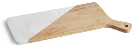 Springlane Servierbrett - Kautschukholz & Marmor - 42 x 22 x 1,5 cm - Käseplatte
