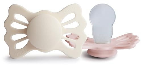 FRIGG Lucky Silikon Schnuller | Symmetrischer Schnuller 2er Pack | BPA-frei | Hergestellt in Dänemark | Cream/Blush - Größe 2 (6-18 Monate)