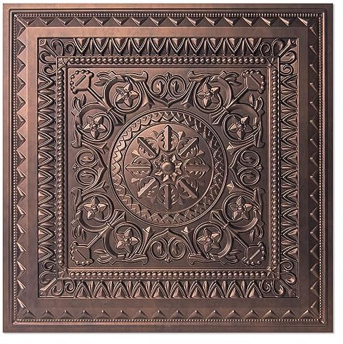 Art3d 12-Pack PVC Drop Ceiling Tiles, 2 x 2 ft, Antique Copper