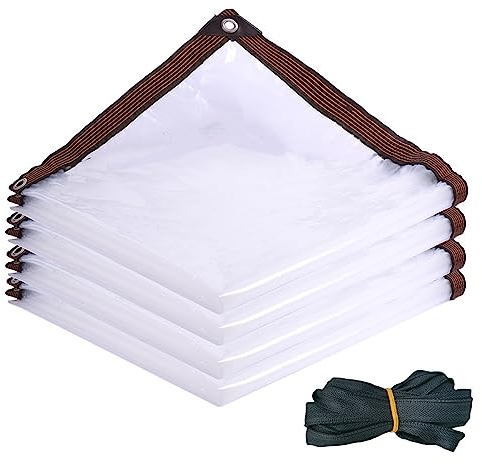 Neegaurd 3 x 3m teloni trasparenti con occhielli, impermeabile, telo di copertura antipolvere con occhielli, telo resistente alle intemperie, impermeabile, protezione antivento per terrazze, gazebo,