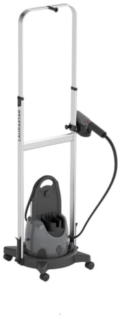 Laurastar IZZI Carrello a vapore con gancio per appendere i vestiti, accessorio vapore con ruote, altezza regolabile, carrello portatile pieghevole salvaspazio in alluminio
