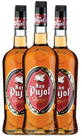 Ron Pujol Dorado Añejo Botella Misil 1 L (Caja de 3 Botella Misil de 1 L)