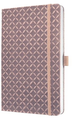 Sigel JN137 Joli carnet de notes ligné avec couverture rigide, bande élastique, passant pour stylo, poche de poche, rose, végétalien, en papier durable